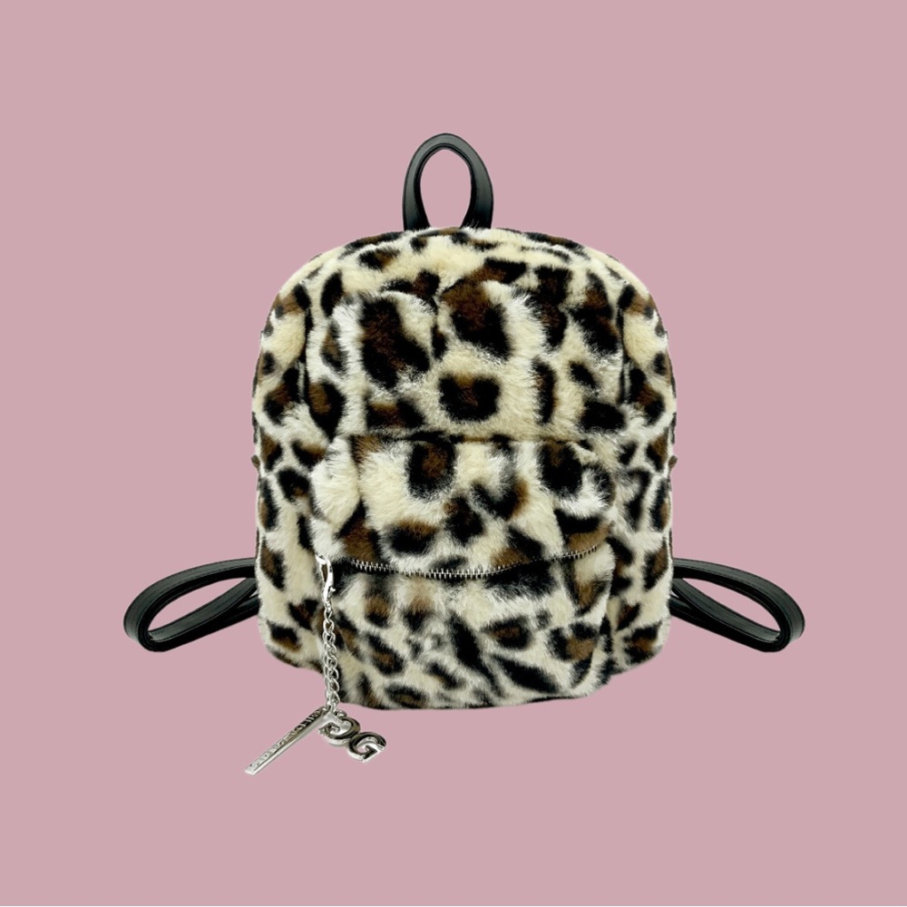 SOLD🤍🖤🤎LEOPARD Gilda Paris Fur Mini Backpack🤎🖤🤍